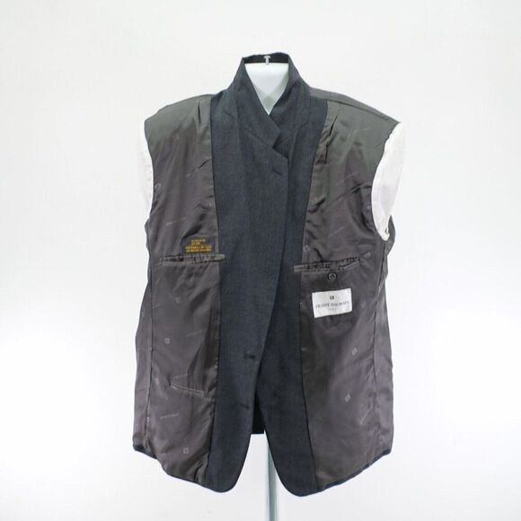 Pierre Balmain Wool Blend Suit Jacket Gray W Blue White Red Striped 46R 2 Button - Picture 11 of 13